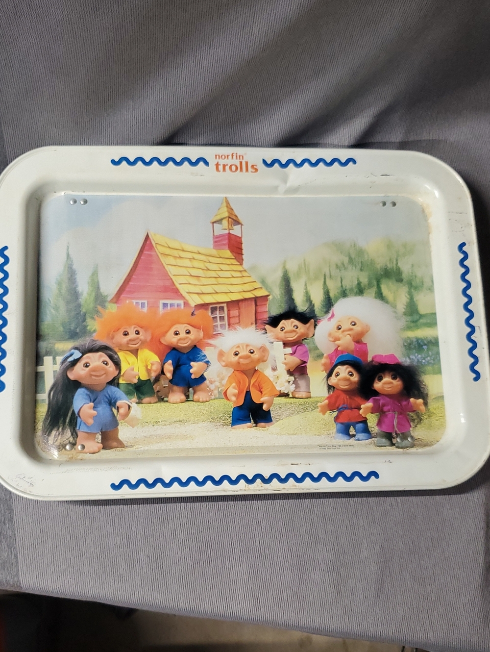 Vintage Norfin Trolls Metal TV Tray 1992 Retro